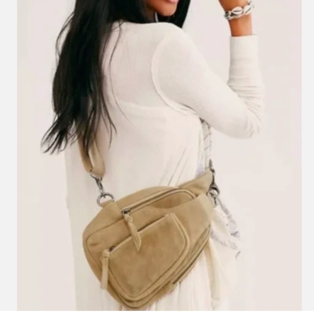 Free People Hudson Sling Tan Suede Crossbody Bag